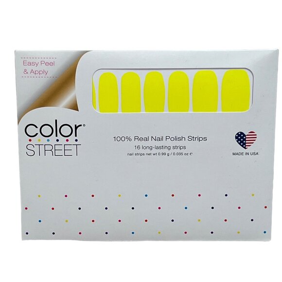 Color Street Nail Polish Strips Electric City Neon Yellow 16 pc NIP Fluorescent - Picture 1 of 4